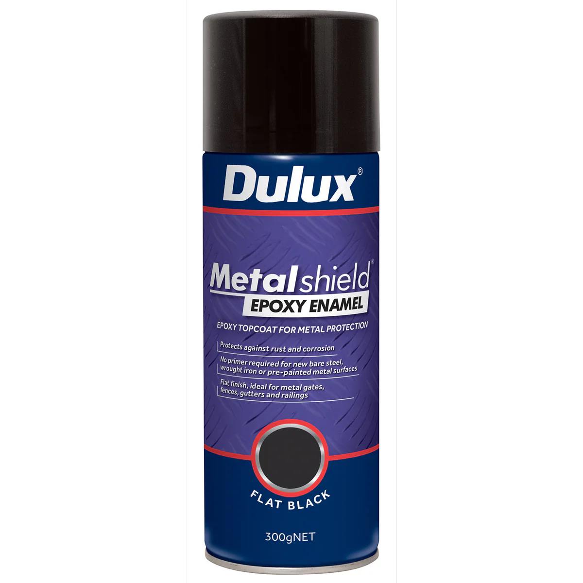 Dulux Metalshield Epoxy Enamel Spray Paint 300g Flat Black Durable Finish