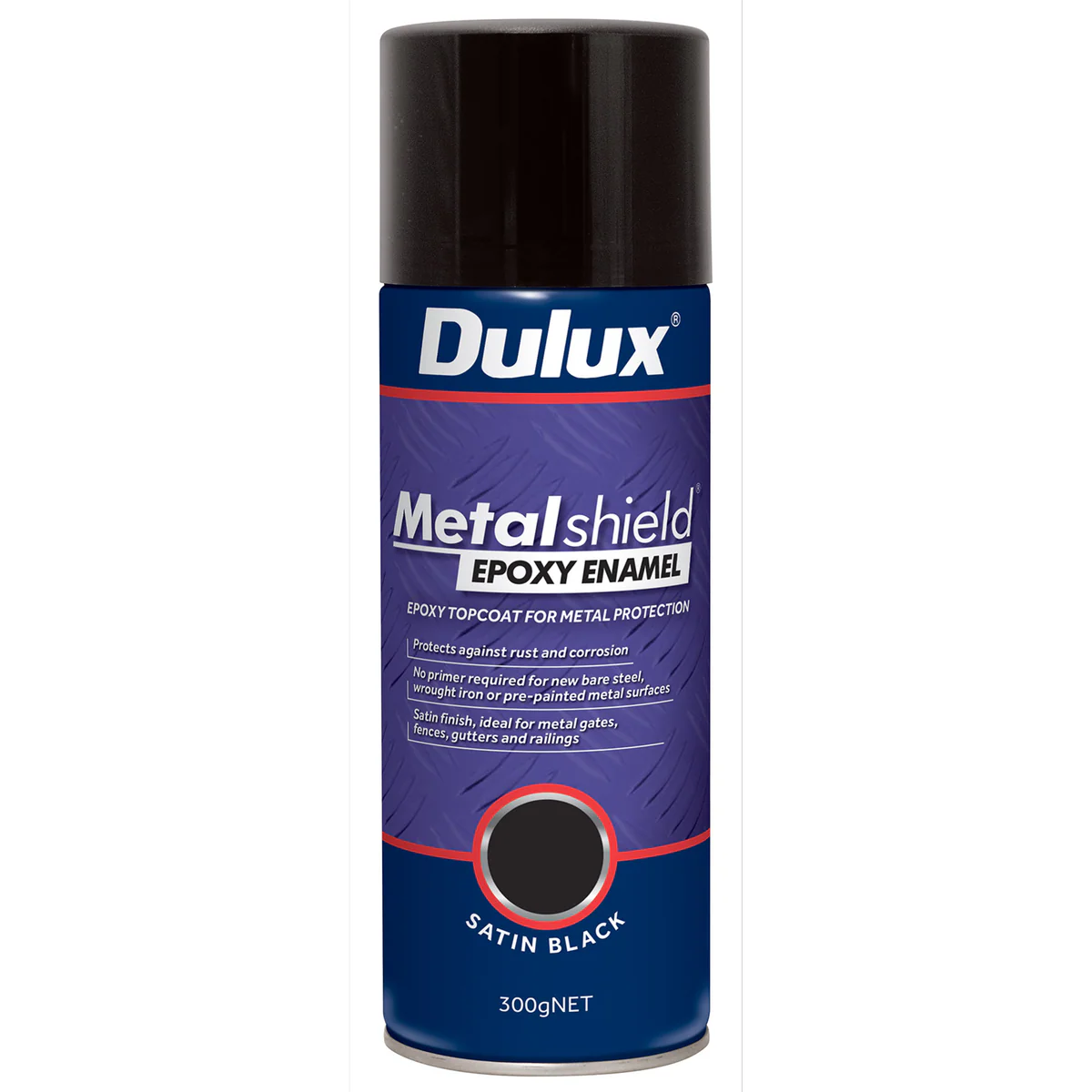 Dulux Metalshield Epoxy Enamel Spray Paint 300g Satin Black Durable Finish