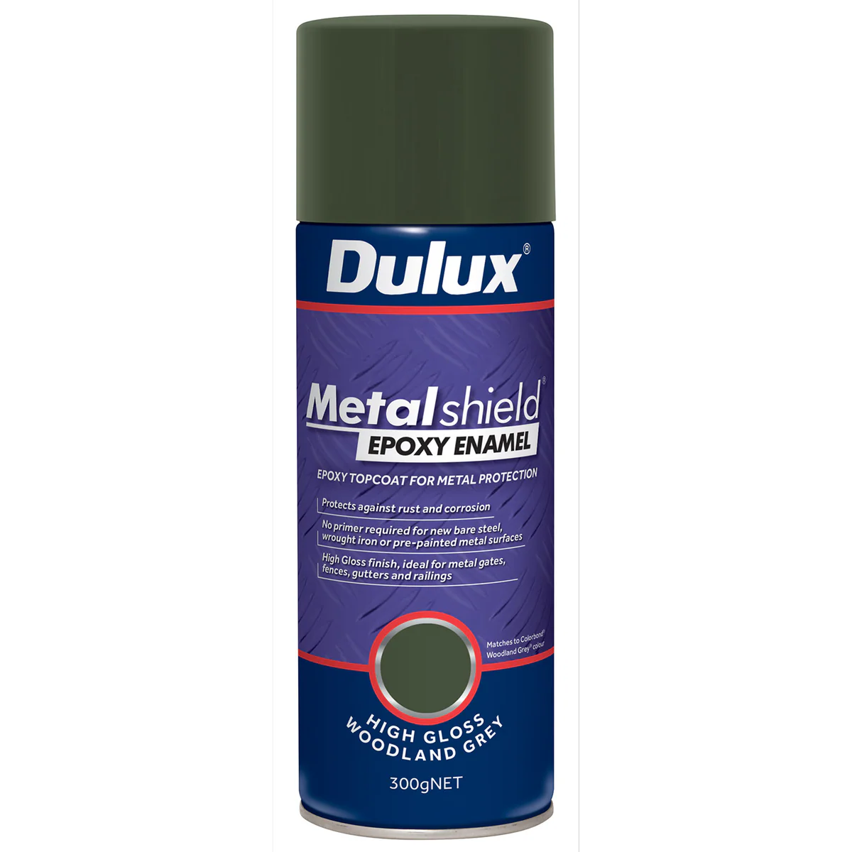 Dulux Metalshield Epoxy Spray Paint - 300g - Gloss - Woodland Grey