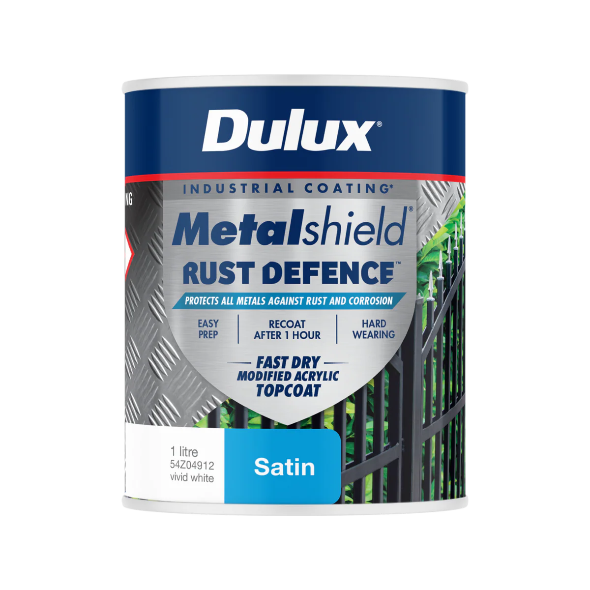 Dulux Metalshield Rust Defence - 1L - White Satin - Fast-Drying Protection