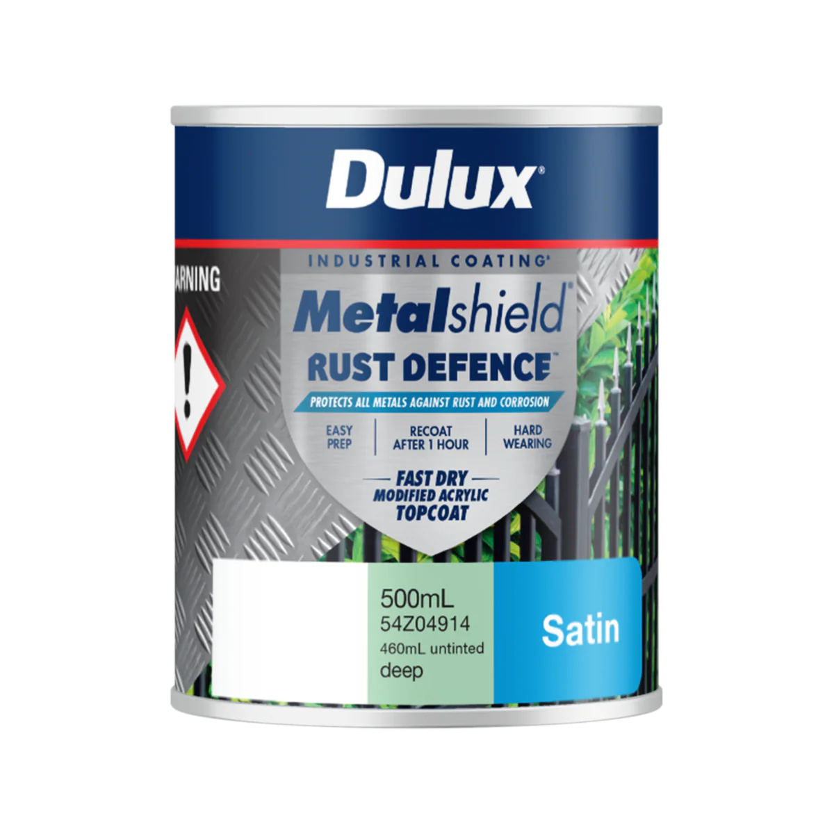 Dulux Metalshield Rust Defence Topcoat 500ml - Deep Base Satin - Fast-Drying