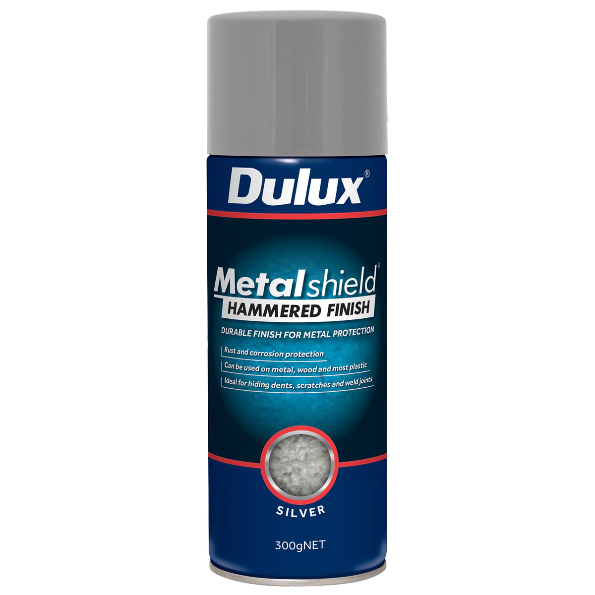 Dulux Metalshield Spray Paint Silver 300g Hammered Finish Durable