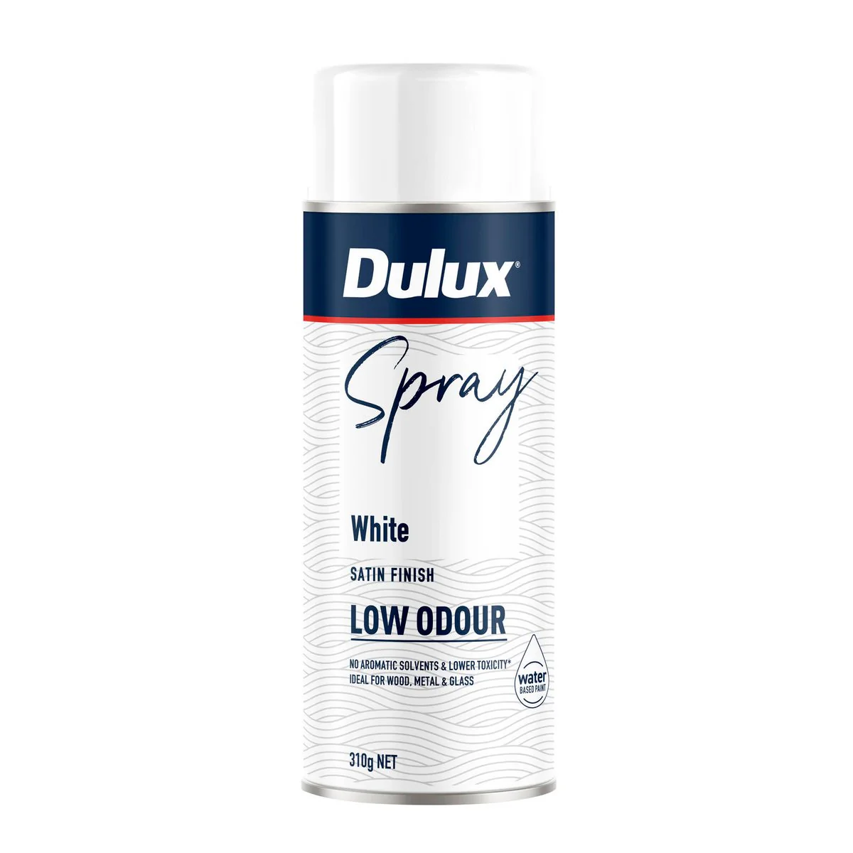 Dulux Spray Paint 310g Low Odour Satin White - Water-Based - Fast Drying