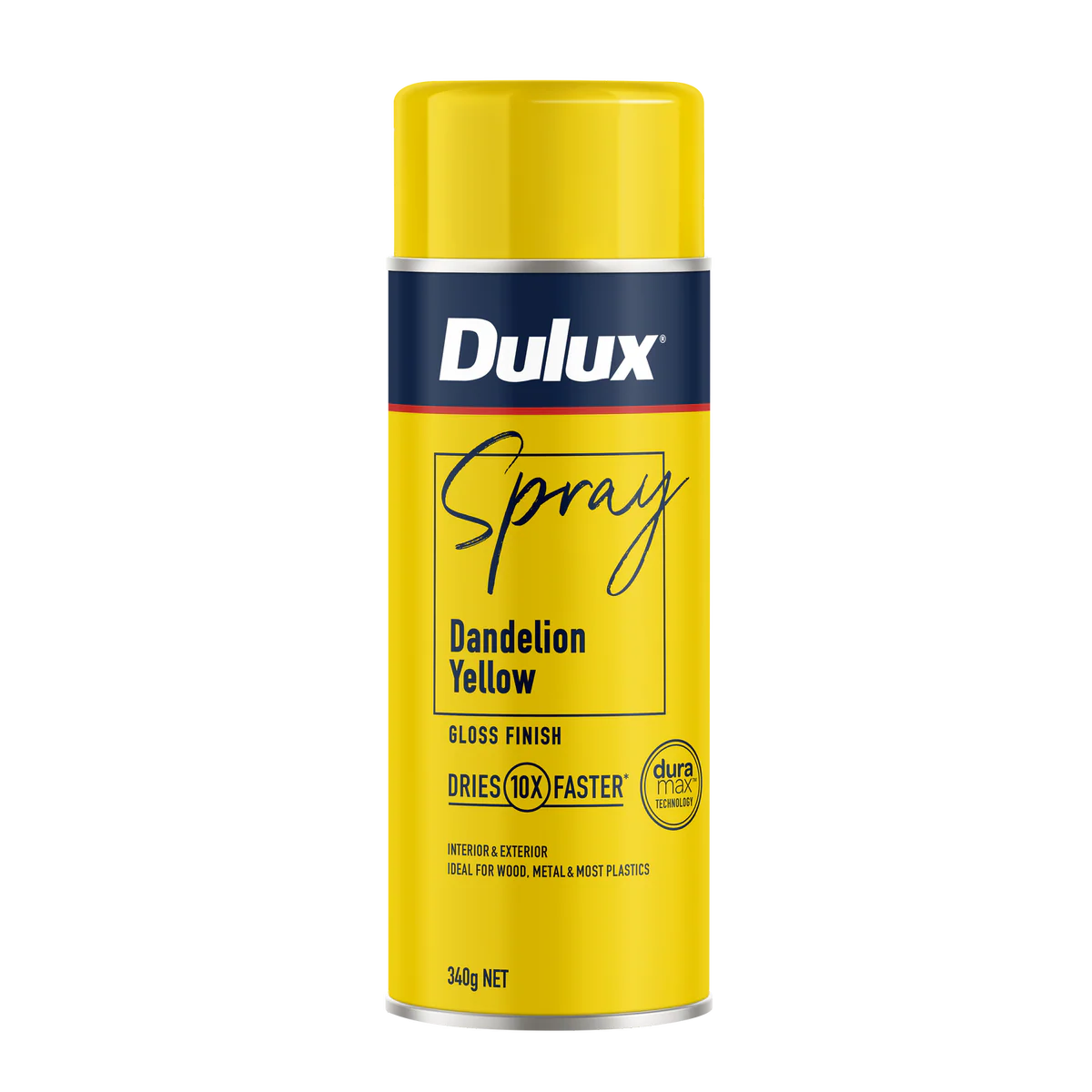 Dulux Spray Paint 340g Gloss Dandelion Yellow - Fast Drying - Self Priming