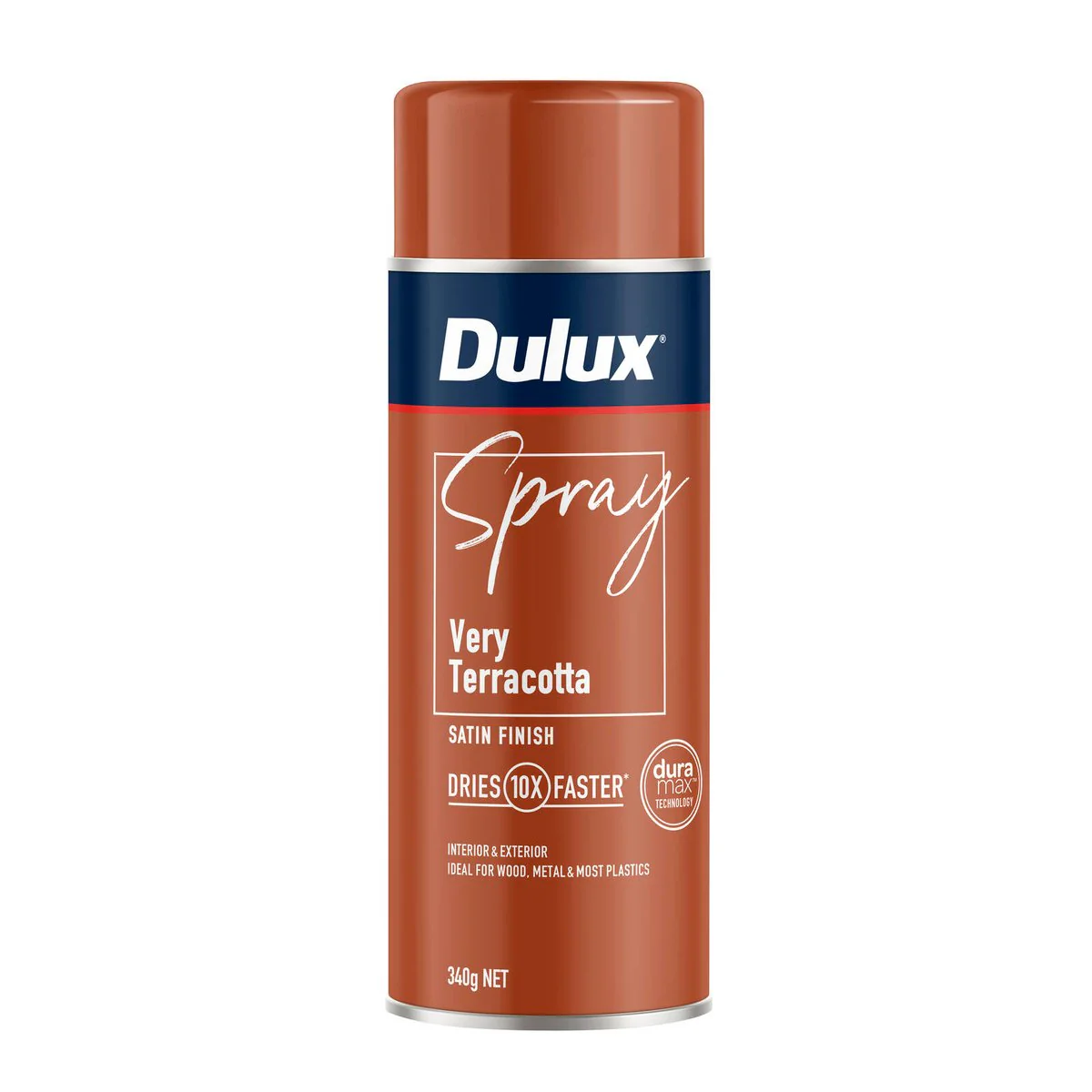 Dulux Spray Paint 340g Satin Very Terracotta - Fast Drying - Self Priming