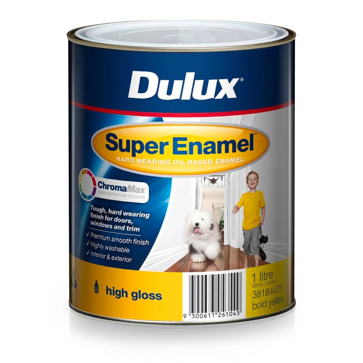 Dulux Super Enamel Paint - 1L - Bold Yellow - Oil Based - Gloss Finish