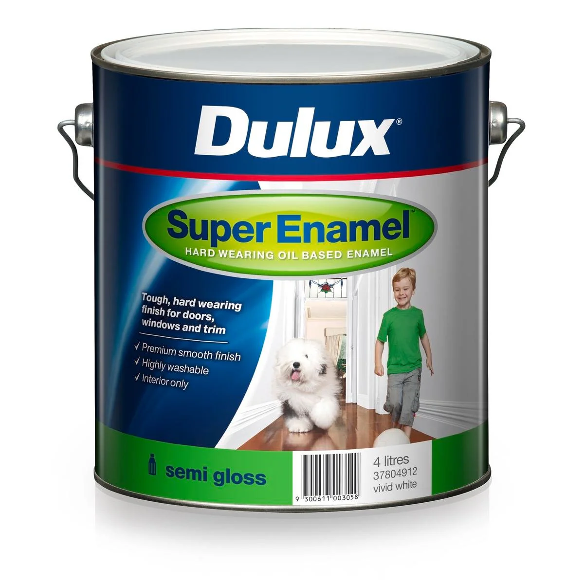 Dulux Super Enamel Paint Semi Gloss 4L Vivid White Smooth Finish