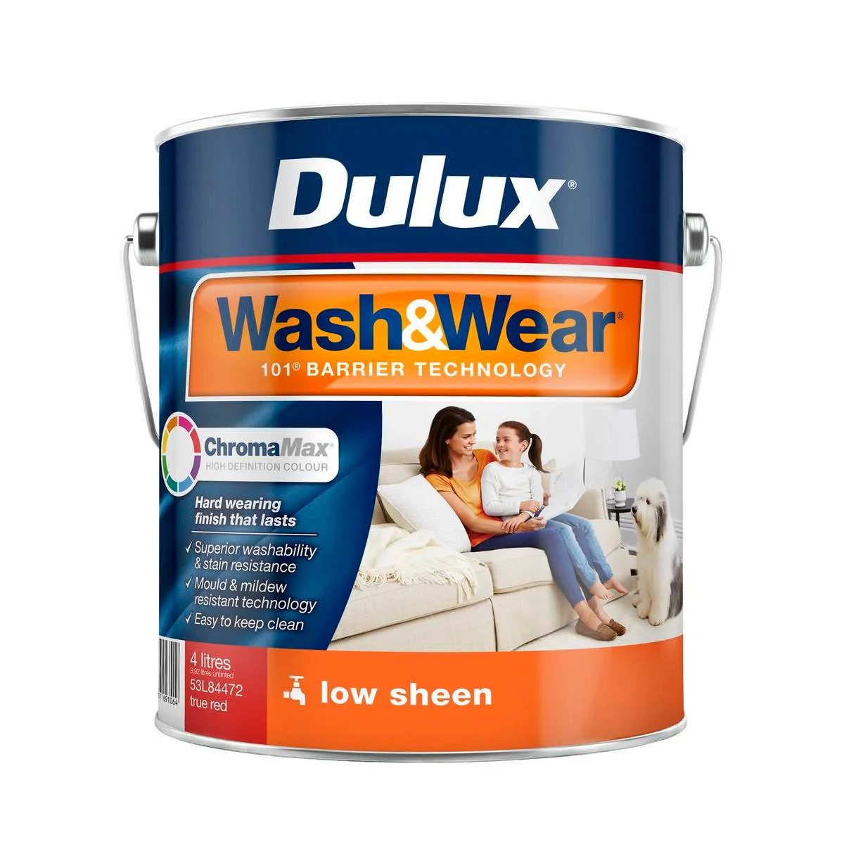 Dulux True Red Low Sheen Interior Paint 4L - Washable - Mould Resistant