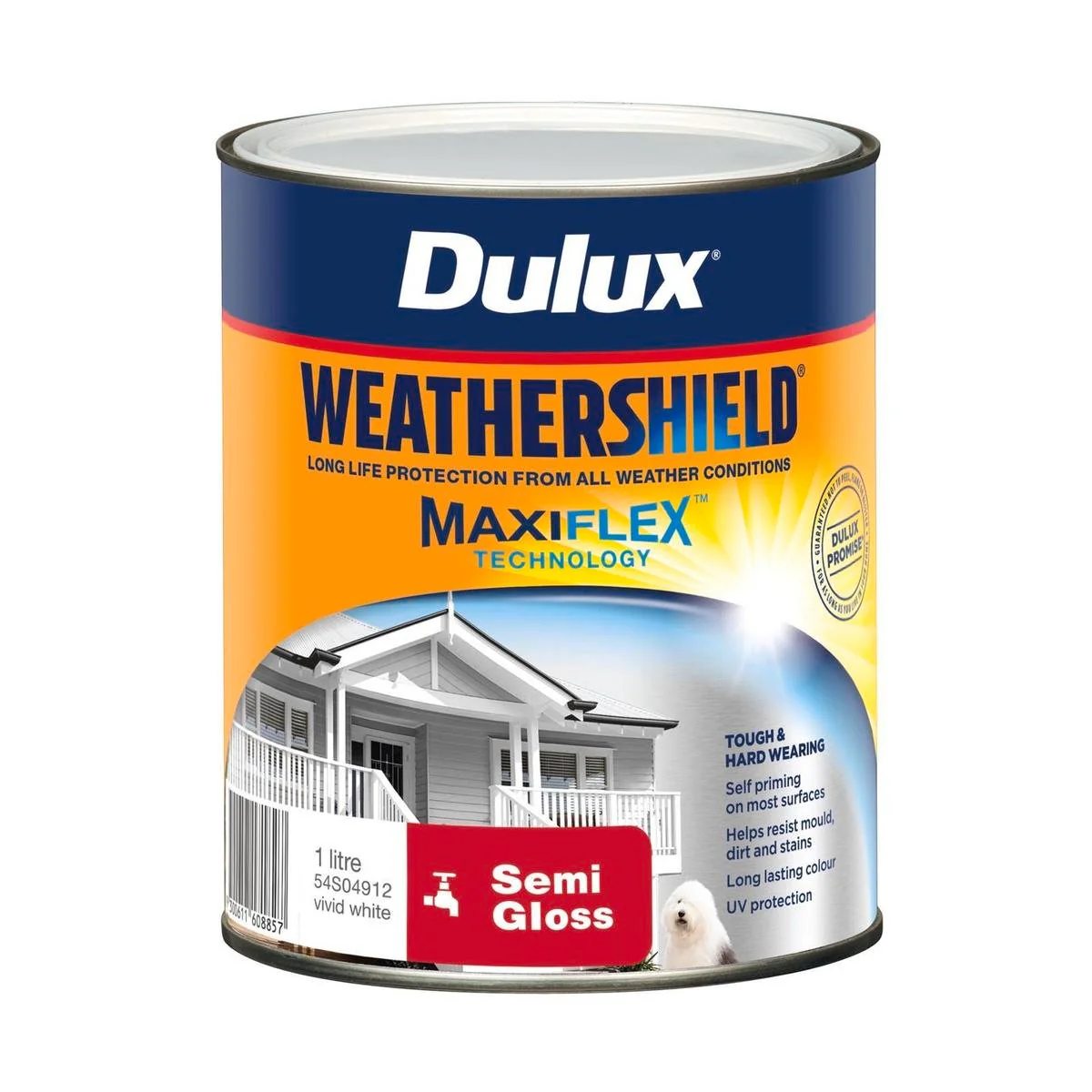 Dulux Weathershield Exterior Paint - 1L - Vivid White - Semi Gloss