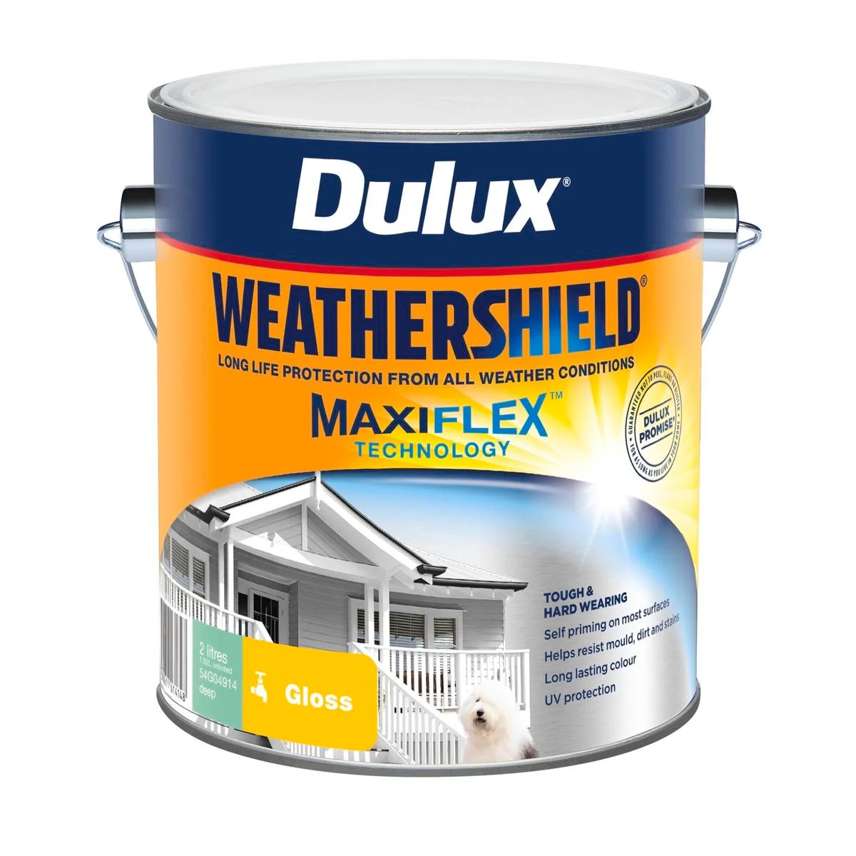 Dulux Weathershield Exterior Paint - 2L Deep Gloss - 170mm x 163mm x 143mm