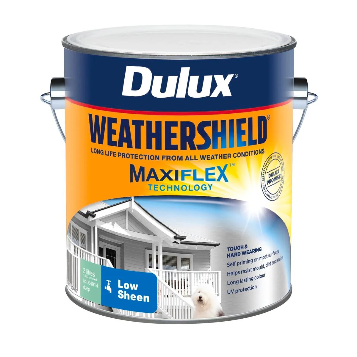Dulux Weathershield Exterior Paint - 2L Deep Low Sheen - 170mm x 163mm x 143mm