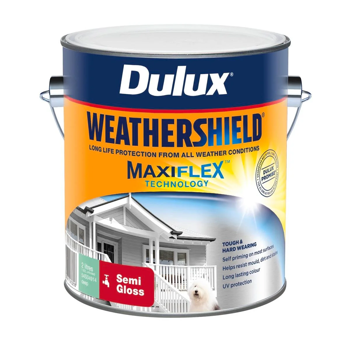 Dulux Weathershield Exterior Paint - 2L Deep Semi Gloss - 170mm x 163mm x 143mm