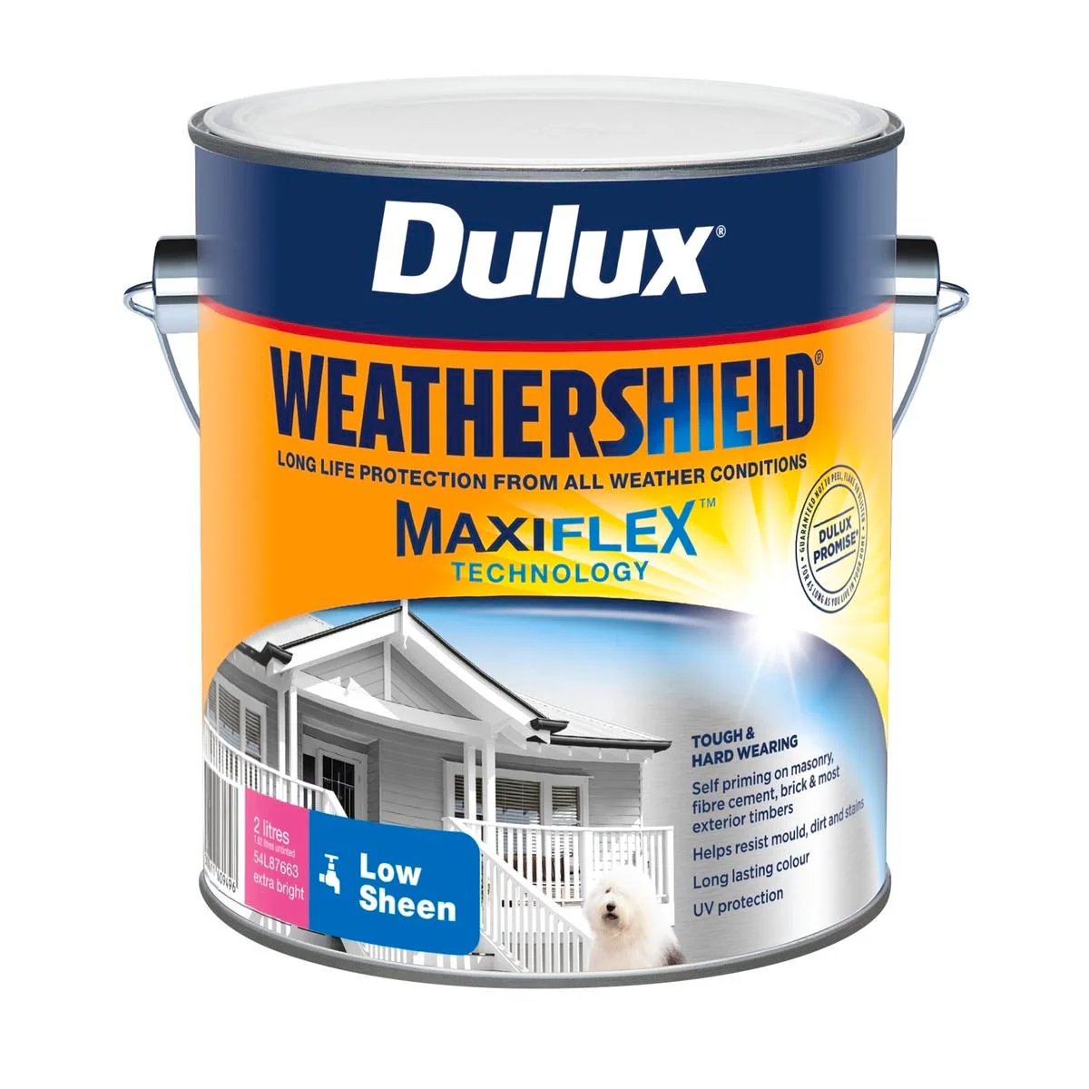 Dulux Weathershield Exterior Paint - 2L - Extra Bright - Low Sheen