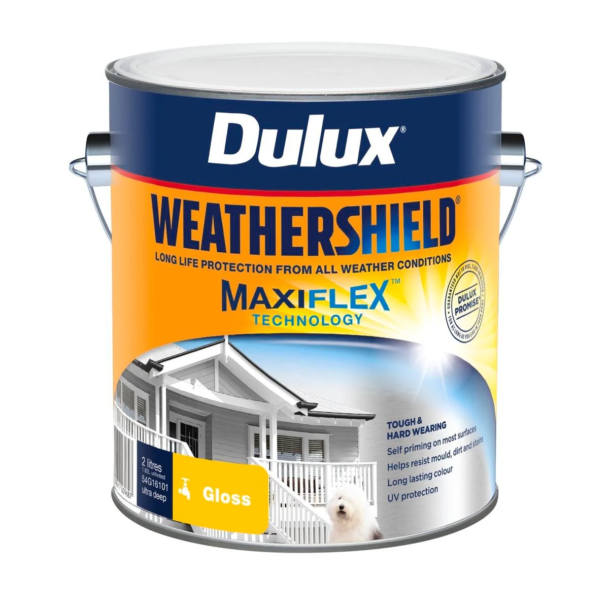 Dulux Weathershield Exterior Paint - Ultra Deep Gloss - 2L - 170mm x 163mm x 143mm