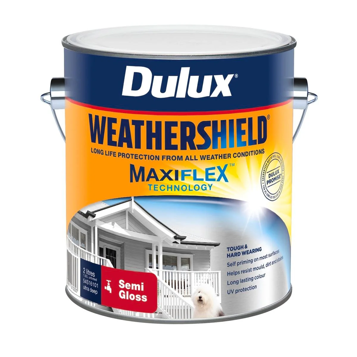 Dulux Weathershield Exterior Paint - 2L - Ultra Deep - Semi Gloss - 2.54kg