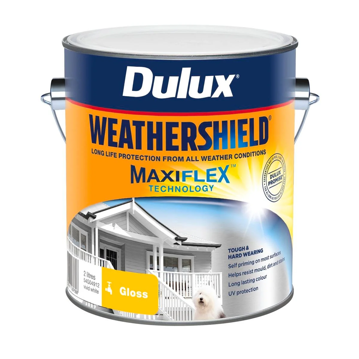 Dulux Weathershield Gloss Exterior Paint - 2L - Vivid White - 170mm x 163mm x 143mm