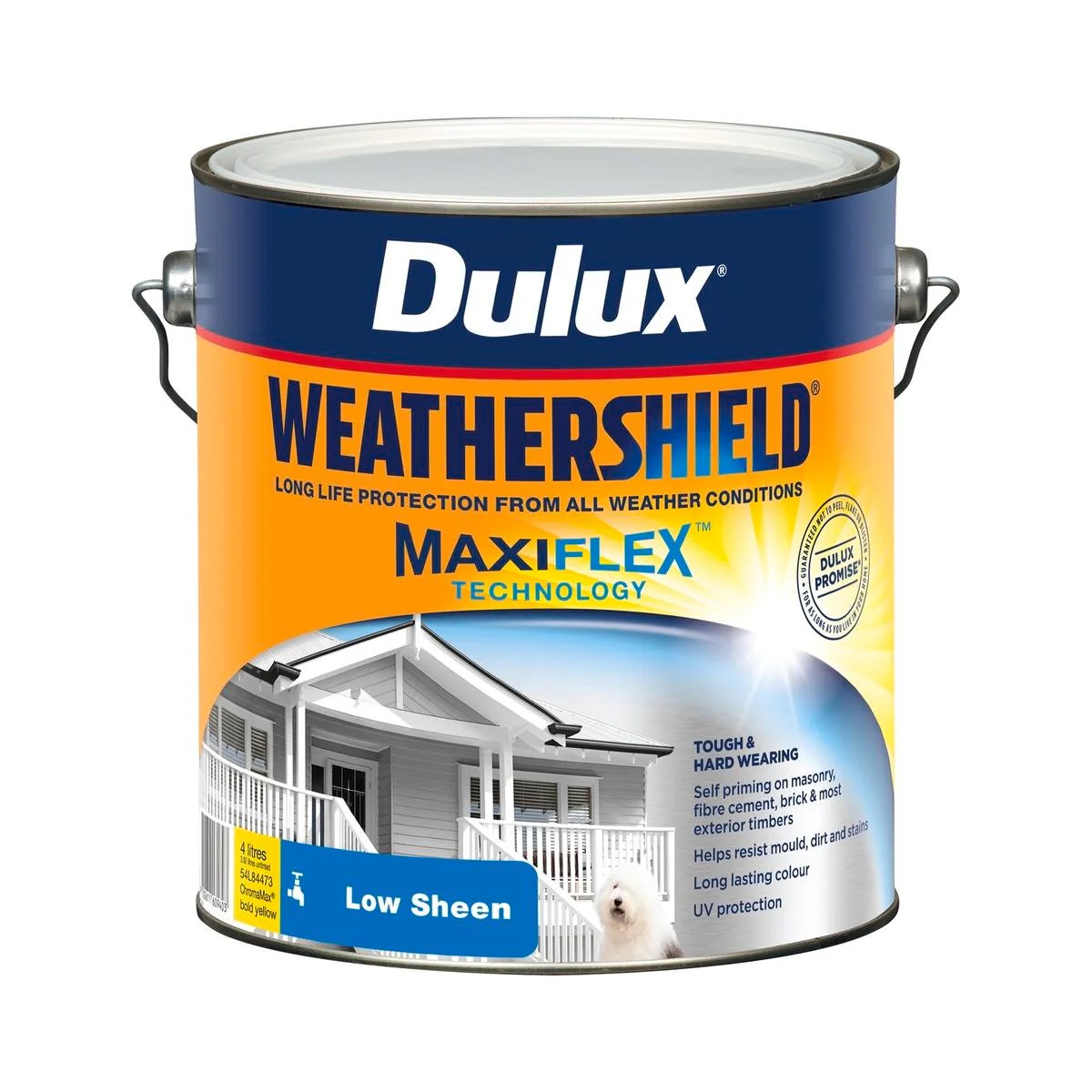 Dulux Weathershield Exterior Paint - Bold Yellow - 4L - Low Sheen - 4L