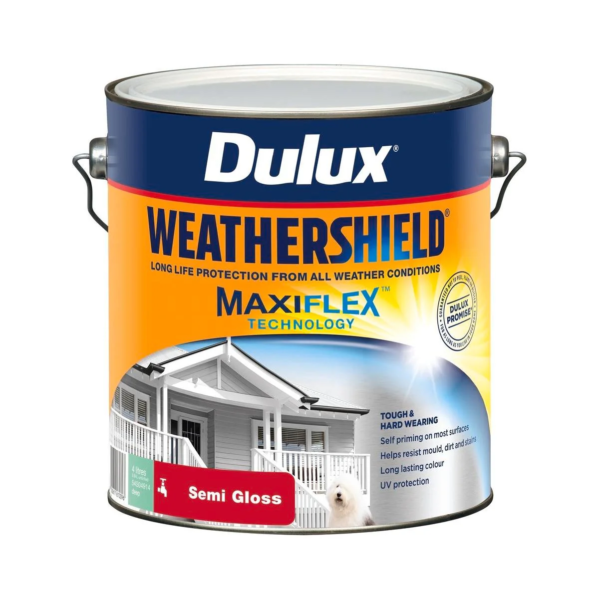 Dulux Weathershield Exterior Paint - Deep Semi Gloss - 4L - 205mm x 198mm x 180mm