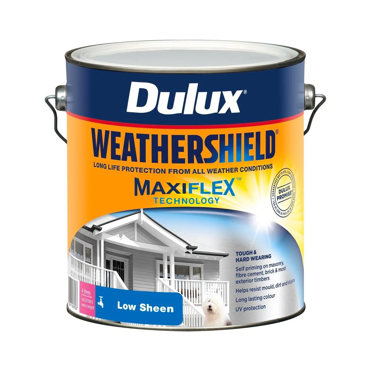 Dulux Weathershield Exterior Paint - Extra Bright - 4L - Low Sheen - 4L
