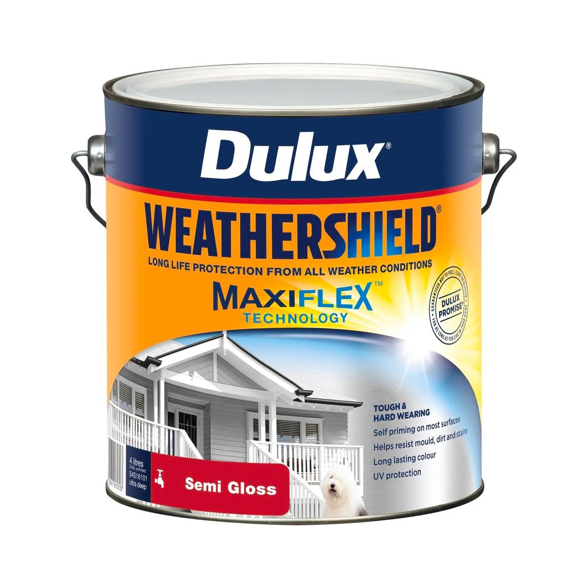 Dulux Weathershield Exterior Paint - Ultra Deep - Semi Gloss - 4L - 4.955kg