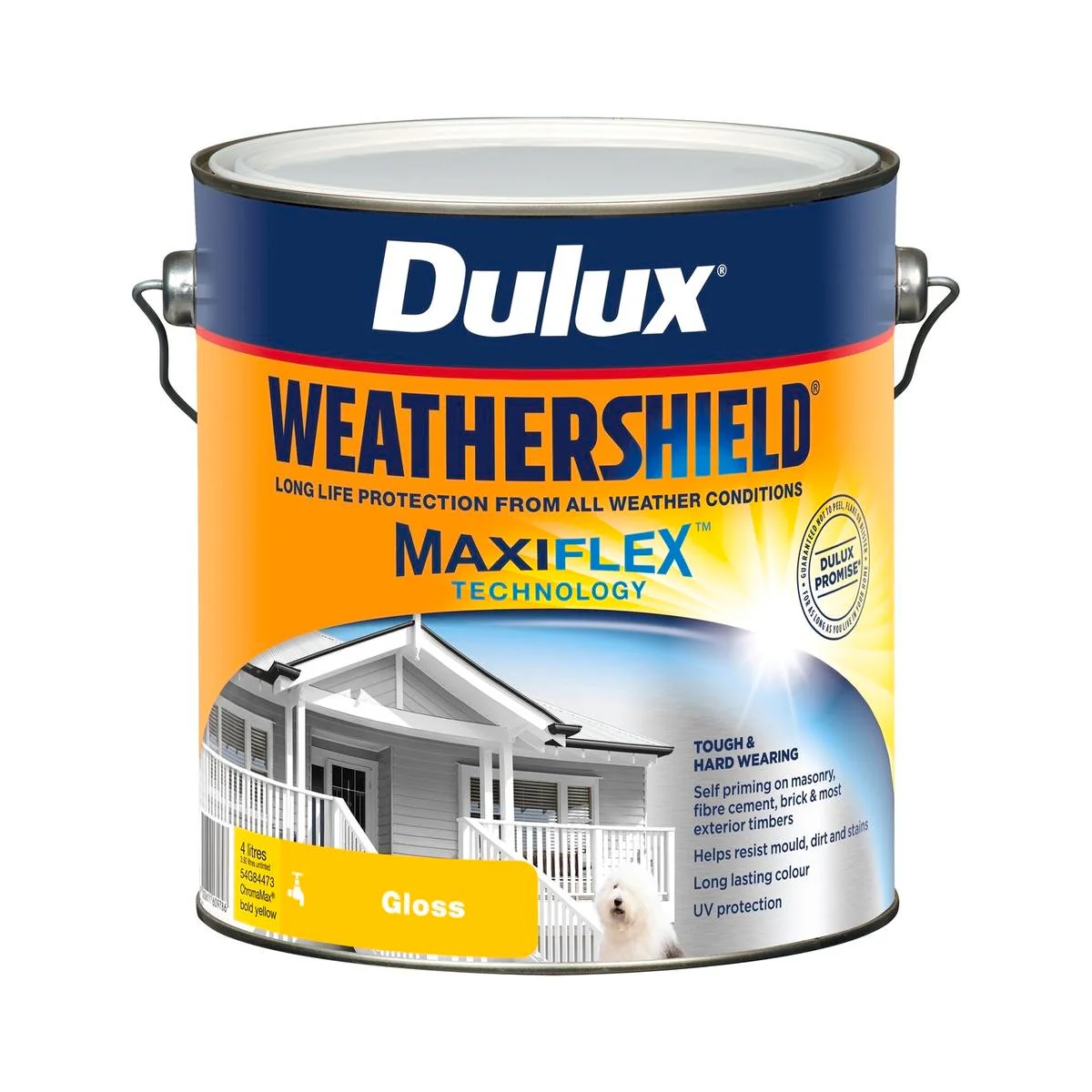 Dulux Weathershield Gloss Exterior Paint 4L - Bold Yellow - 4L