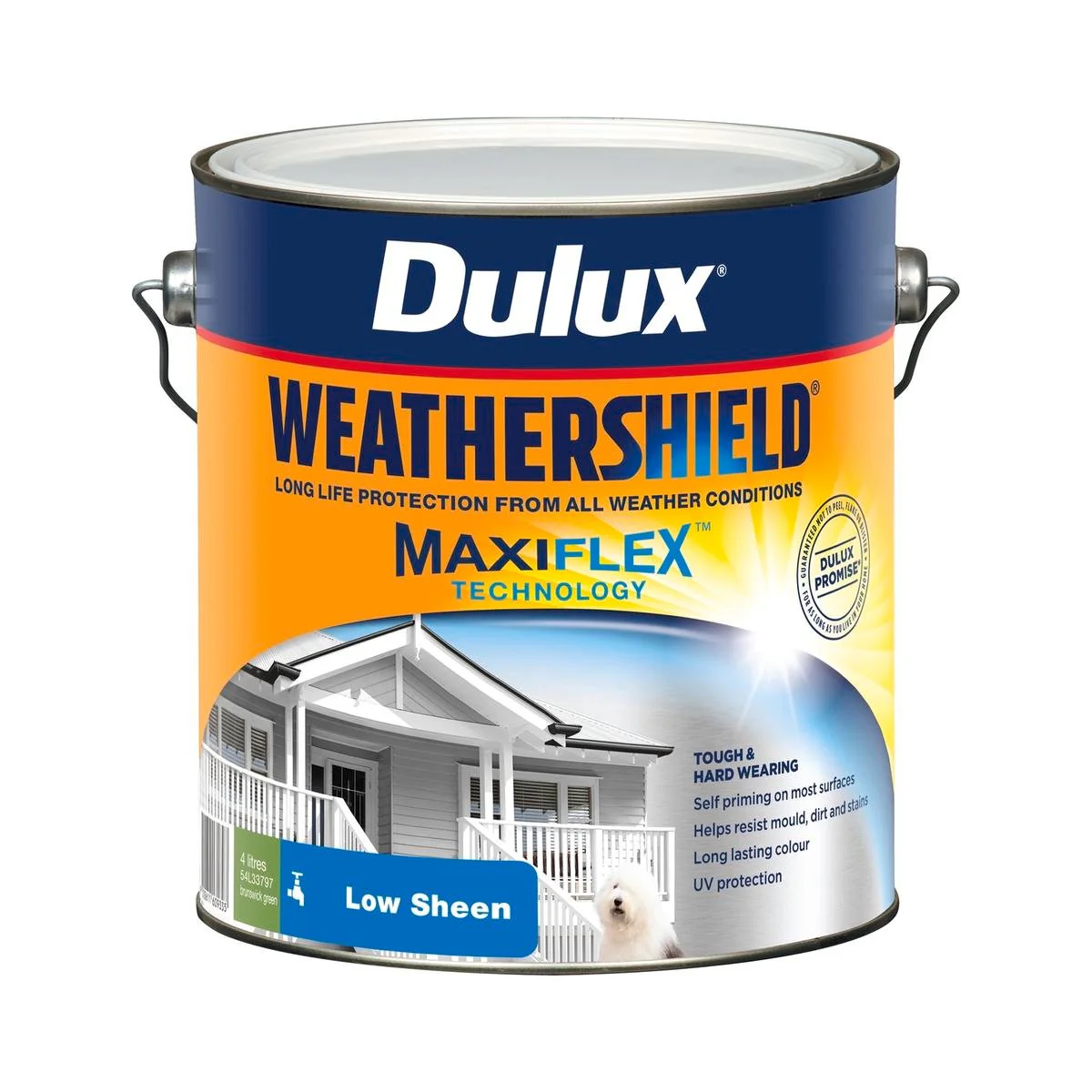 Dulux Weathershield Low Sheen Exterior Paint 4L Brunswick Green 4L