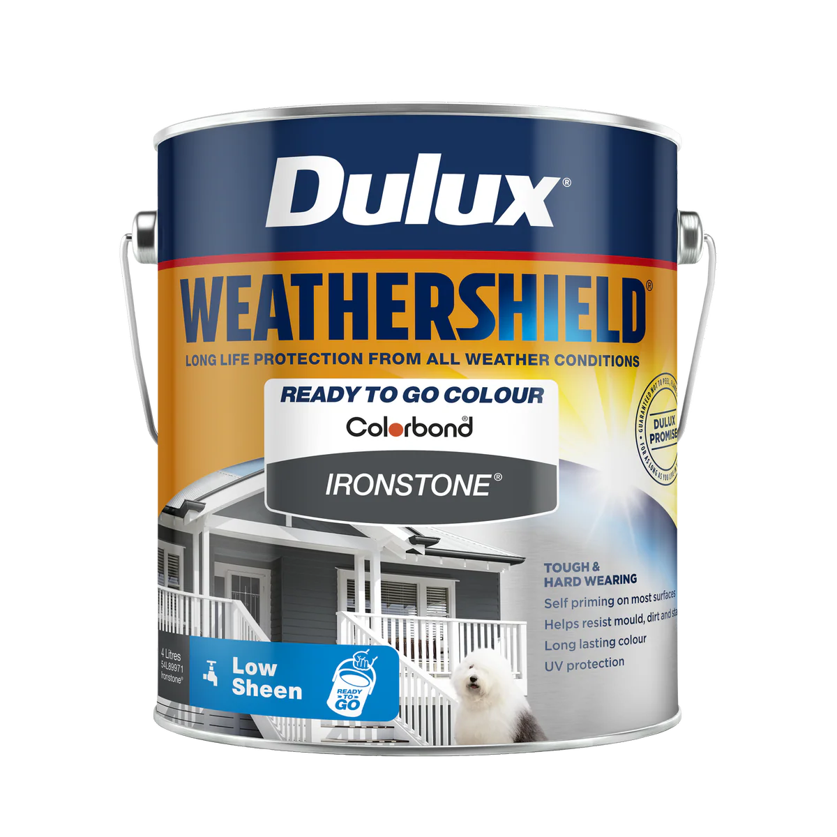 Dulux Weathershield Low Sheen Exterior Paint 4L - Ironstone - 4L