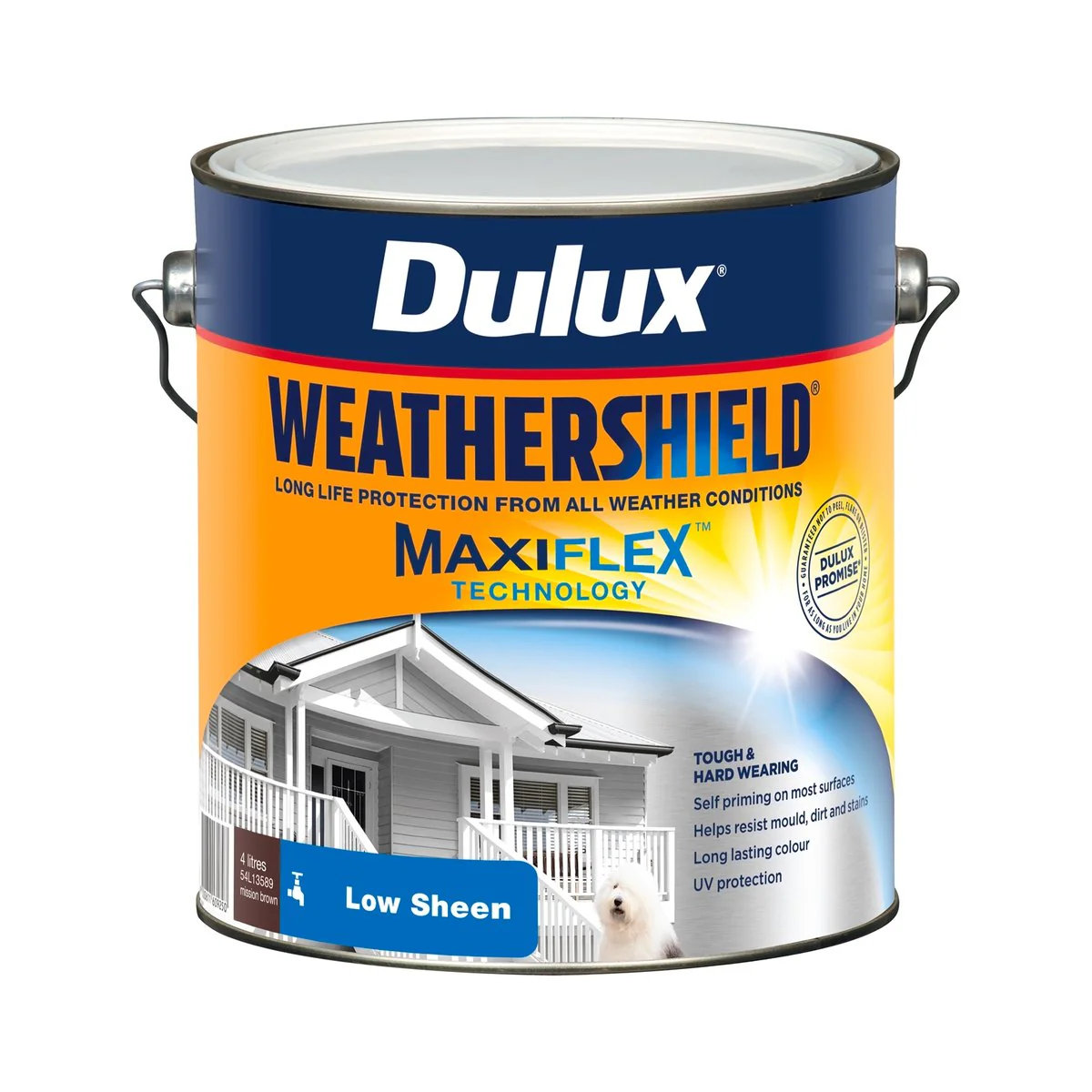 Dulux Weathershield Low Sheen Exterior Paint 4L Mission Brown 4L