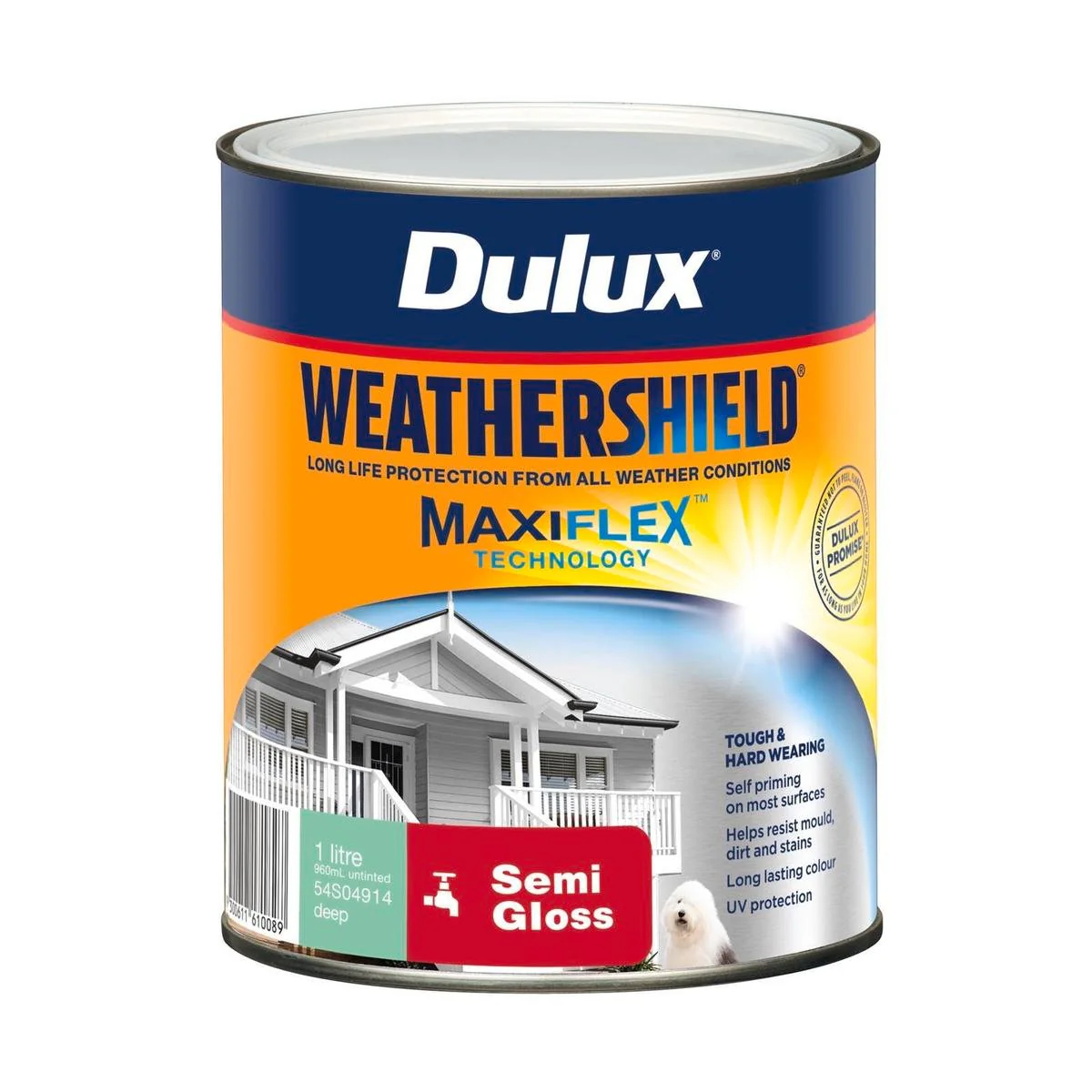Dulux Weathershield Semi Gloss Deep Exterior Paint 1L - 110mm x 137mm