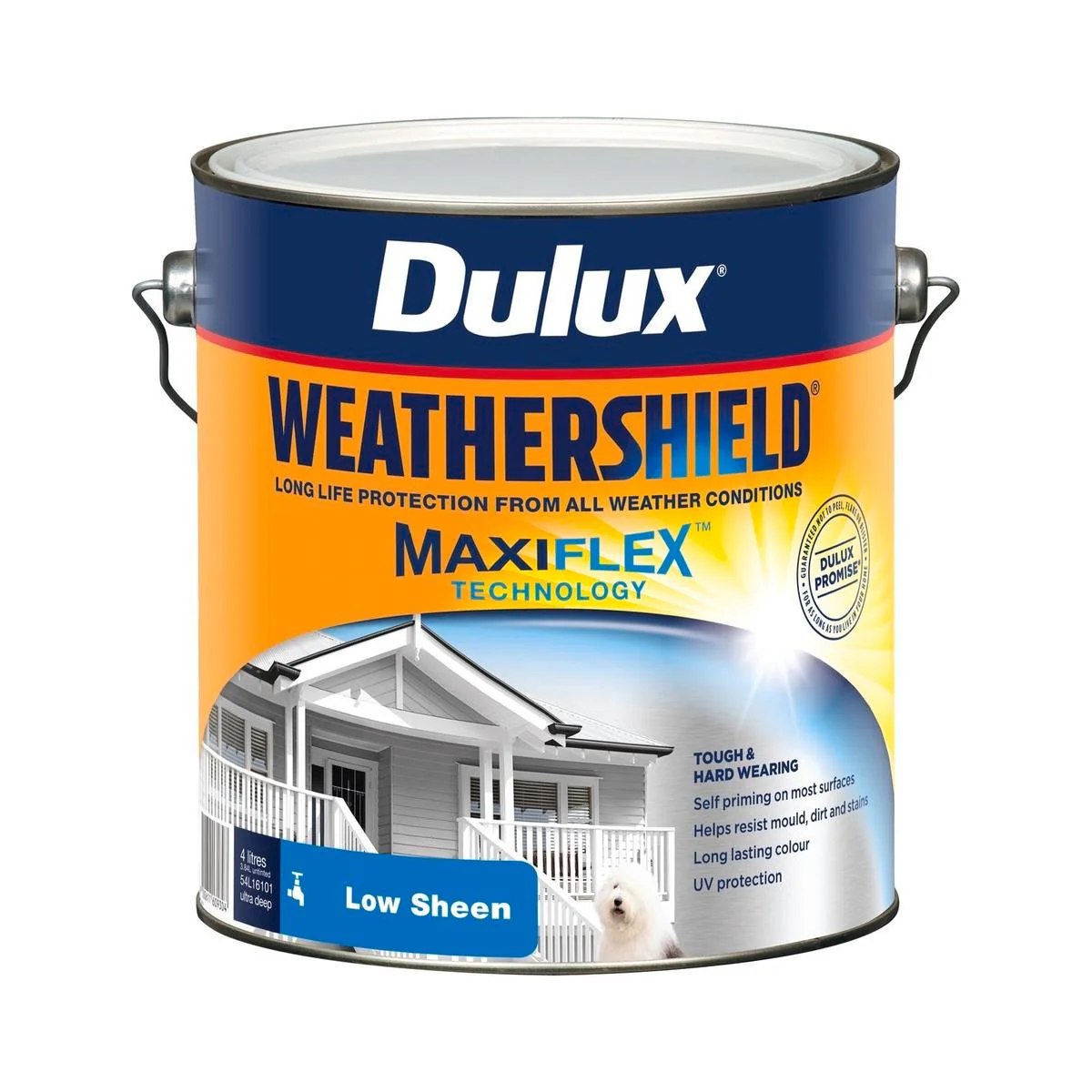 Dulux Weathershield Exterior Paint - Ultra Deep Low Sheen - 4L - 205mm x 198mm x 180mm
