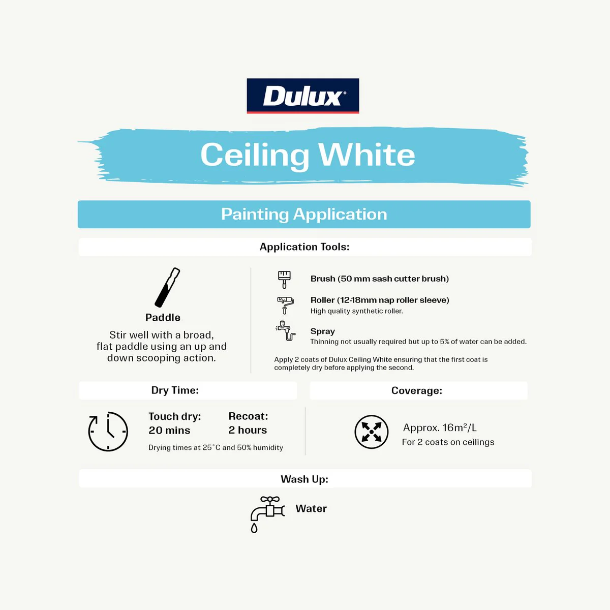 Dulux White Ceiling Paint 4L - Water-Based - Flat Finish - Low VOC - Image 3