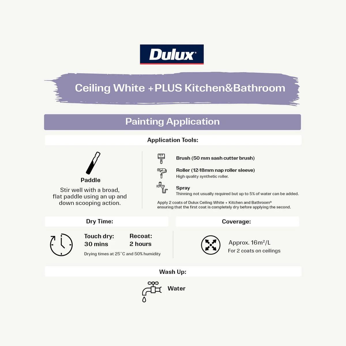 Dulux White Ceiling Plus Kitchen and Bathroom Paint 1L - 1.574kg - Mouldshield Protection - Flat Finish - Image 3