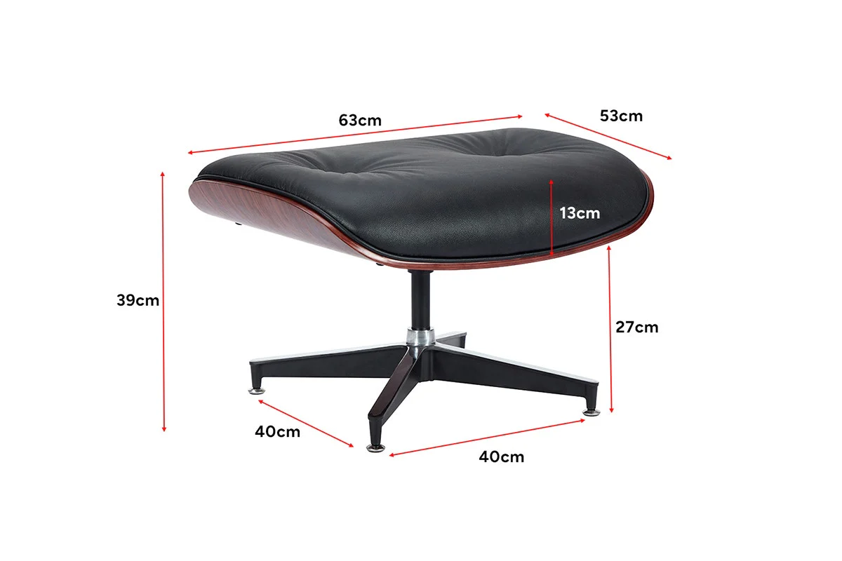 Eames Leather Lounge Chair & Ottoman - Black/Rosewood - Image 18