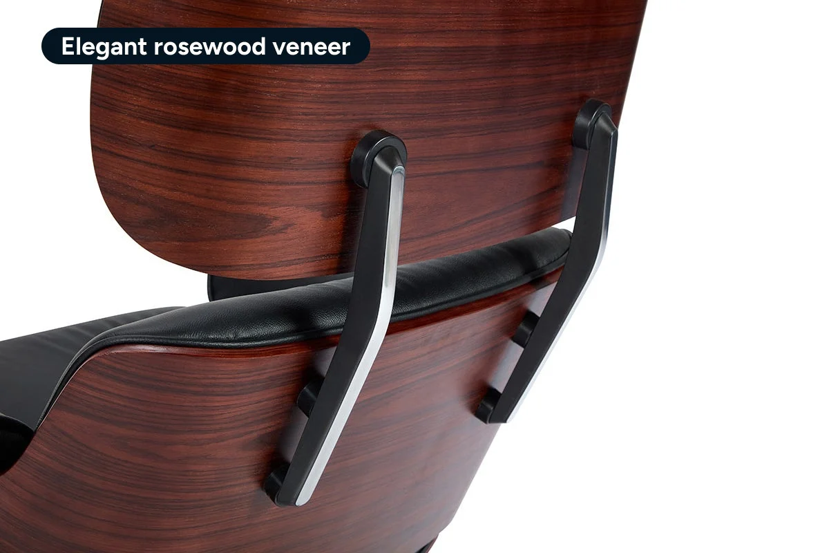 Eames Leather Lounge Chair & Ottoman - Black/Rosewood - Image 9