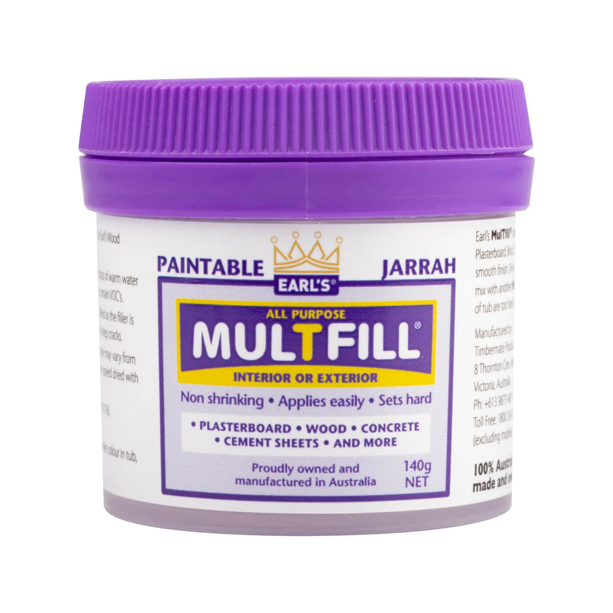 Earl S 140g Jarrah Multfill Ready to Use Filler - Fine Filler - Durable