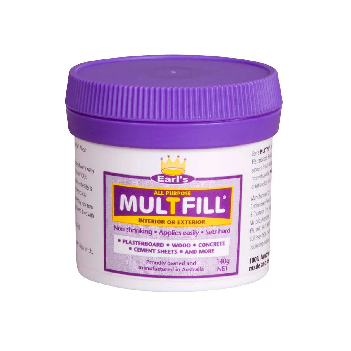 Earl S Multfill Ready to Use Filler 0.14kg - White - Smooth Finish
