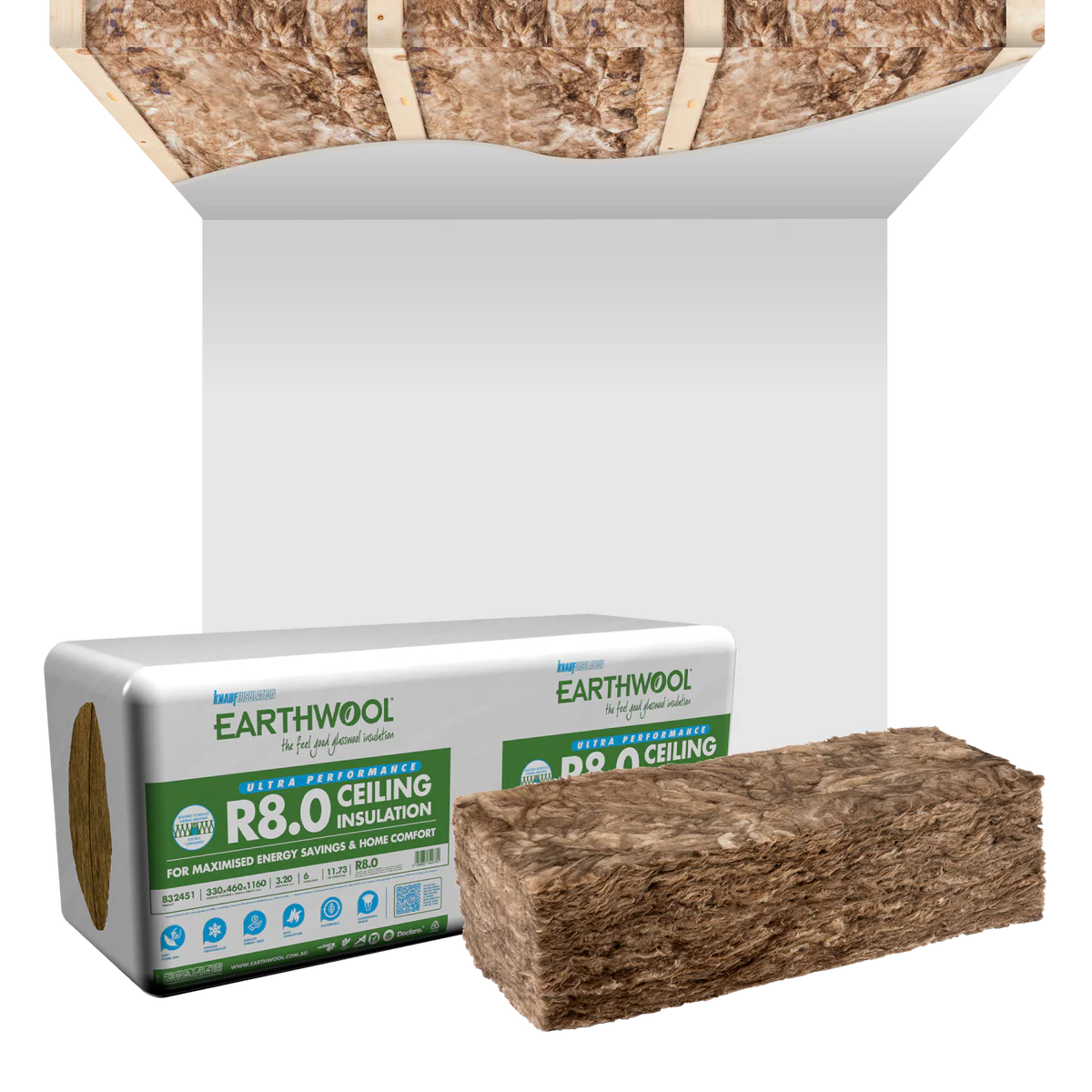 Earthwool R8.0 Ceiling Batt 350 x 620 x 1160mm 7 Pack - High Thermal Performance - Image 2