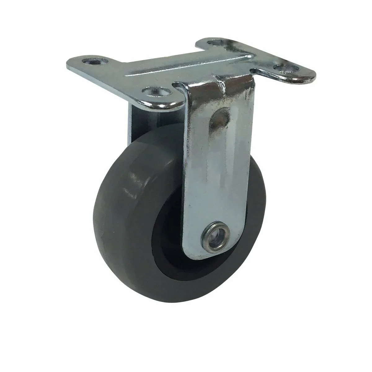 Easyroll 50mm Grey Rubber Fixed Plate Castor 40kg Load Capacity