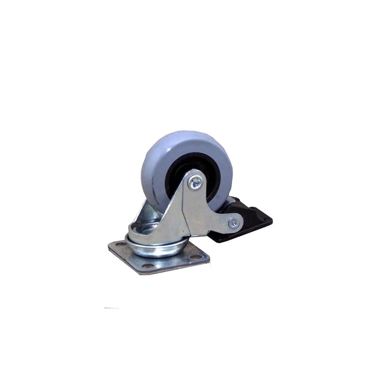 Easyroll 50mm Grey Rubber Heavy Duty Swivel Brake Castor - Durable - Quiet Ride