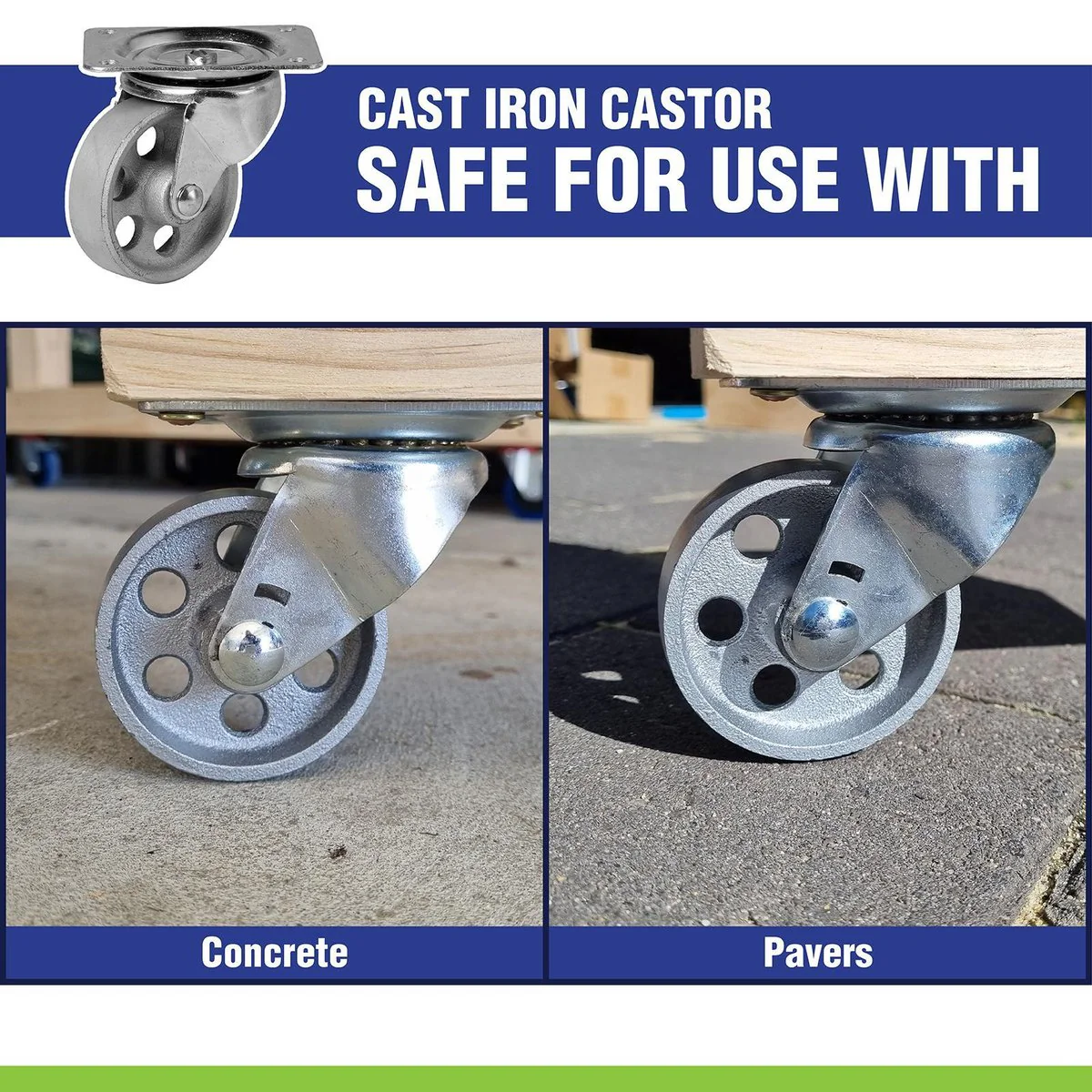 Easyroll Castor - 100mm - Cast Iron - High Load Capacity - Image 5