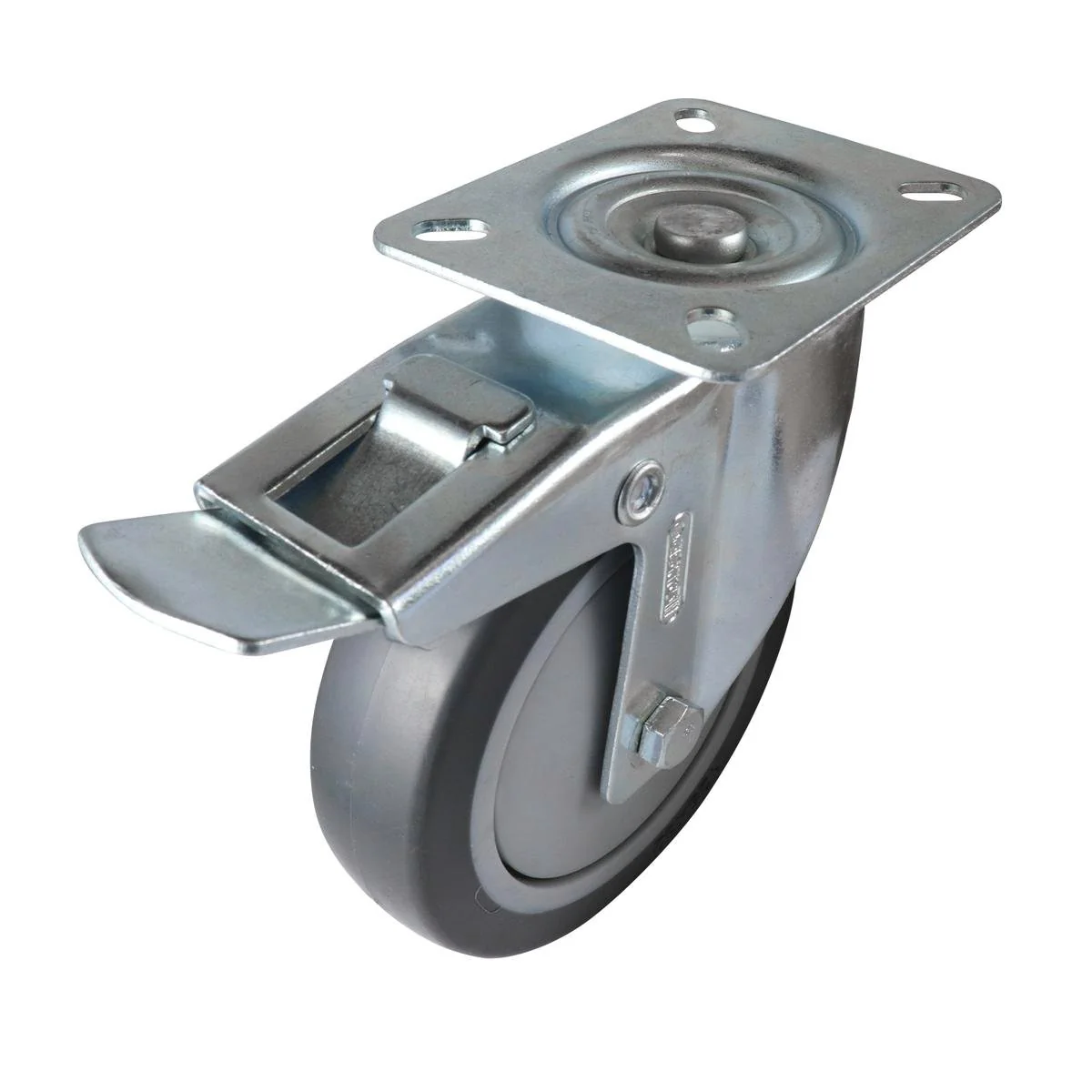 Easyroll Castor - 125mm - Grey Rubber - Heavy Duty Swivel Brake