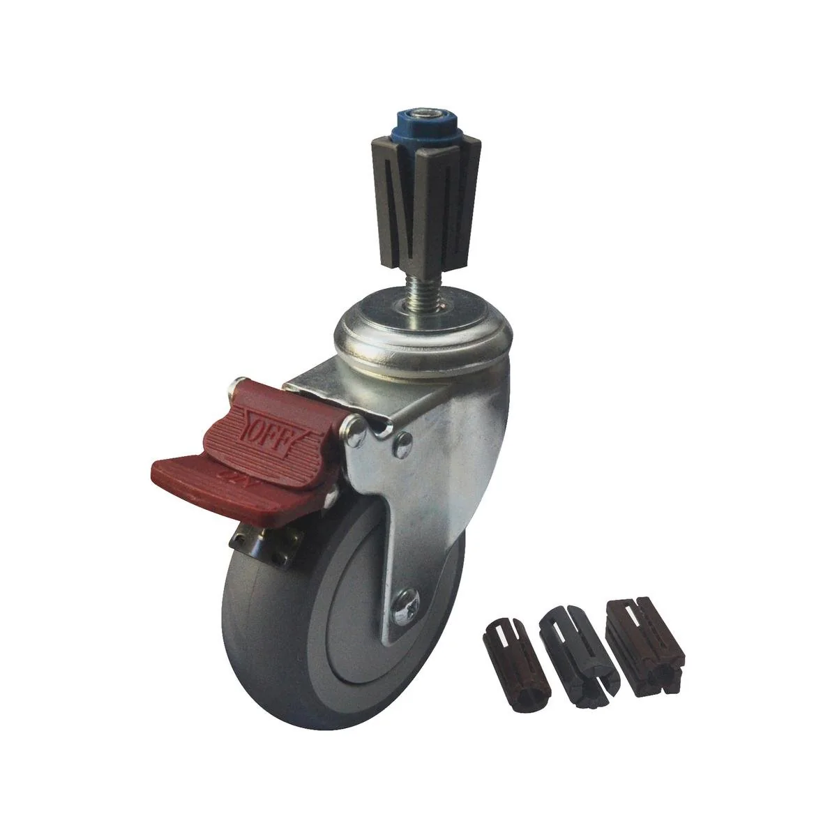 Easyroll Castor Xpan Kit - 100mm - Grey Rubber - 120kg Load Rating