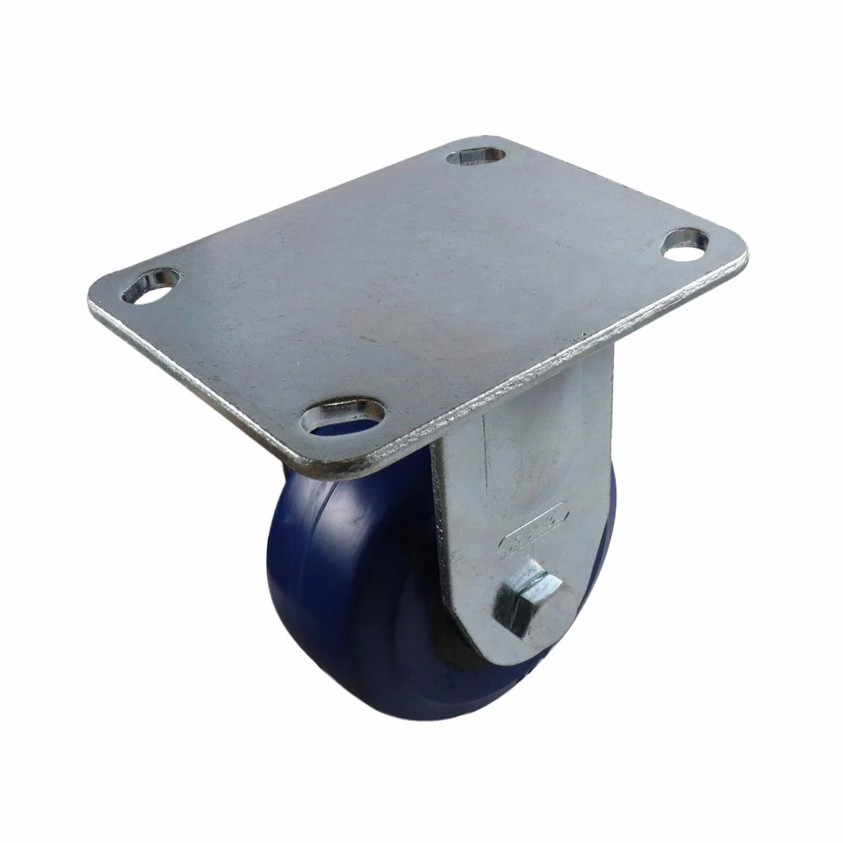 Easyroll Fixed Plate Castor - 100mm - Blue Rubber - Non Marking
