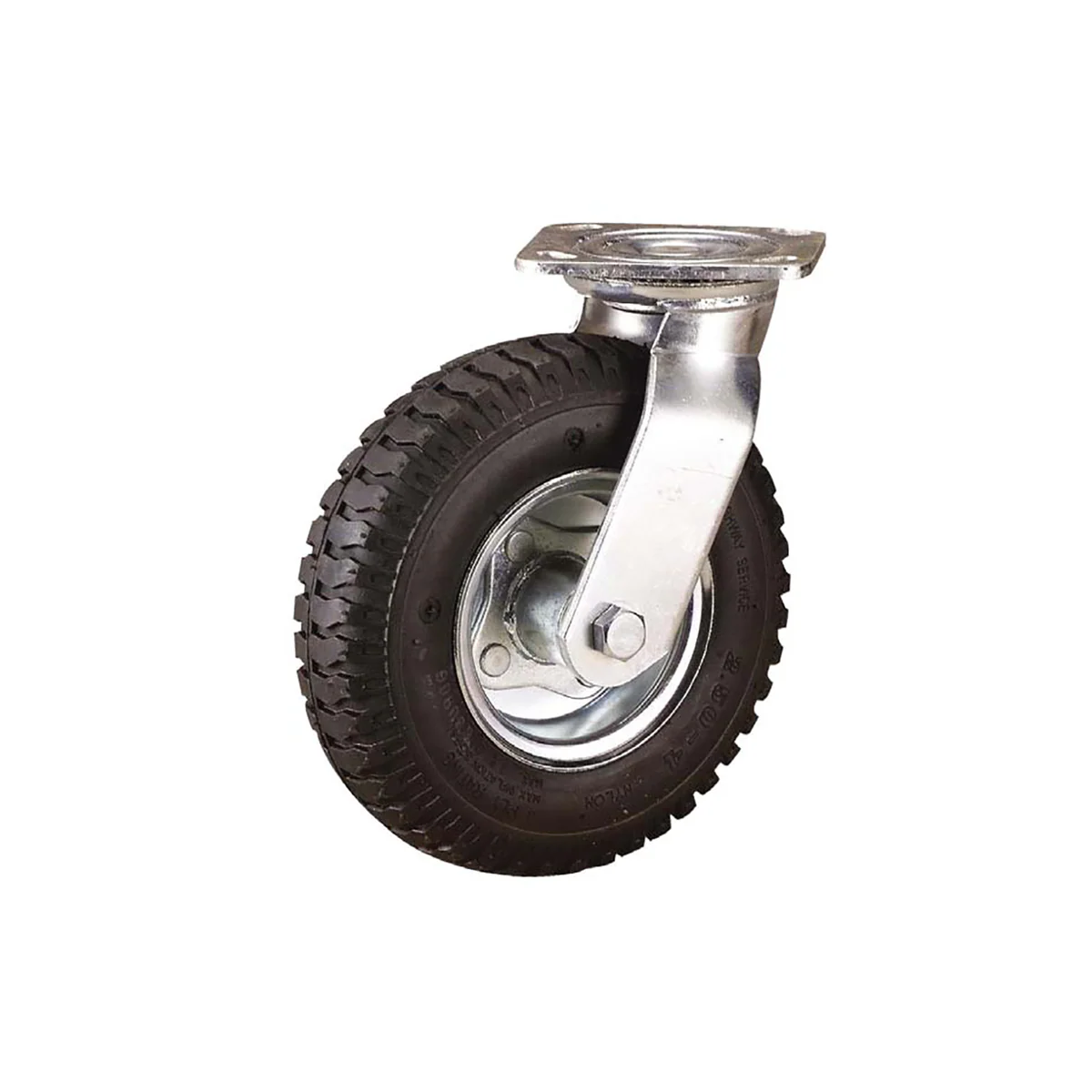 Easyroll Pneumatic Swivel Plate Castor 260mm Black Steel 140kg