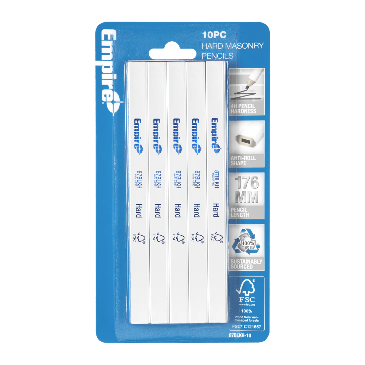 Empire 10 Piece 4H Hard Masonry Pencil Pack - 176mm - Breakage Resistant