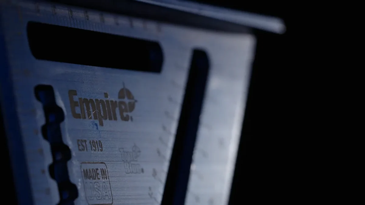 Empire True Blue Mini Rafter Square - 120mm - Hi Vis - Laser Etched - Image 2