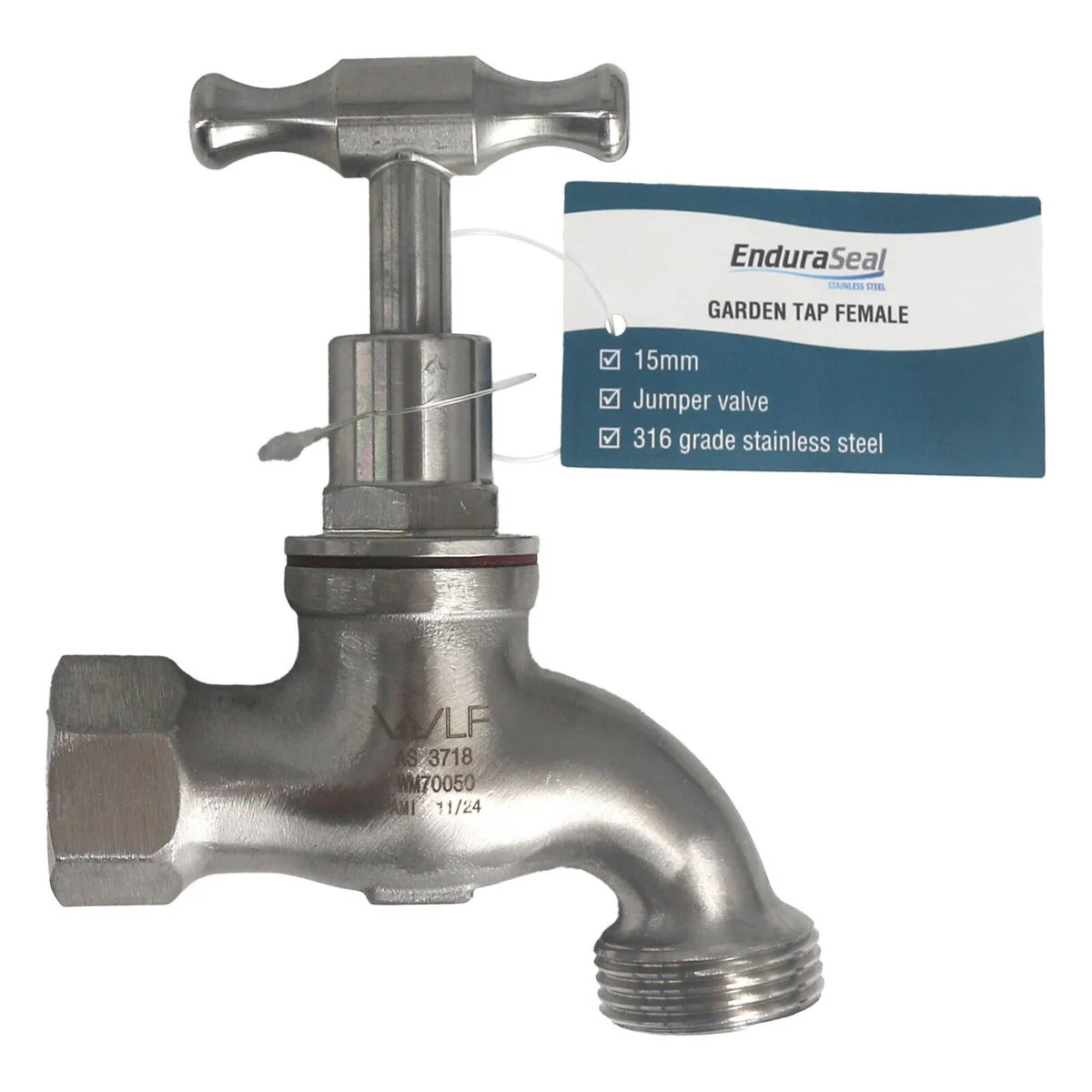 Enduraseal 15mm Stainless Steel Female Garden Tap - Durable - Leak-Free - Image 3