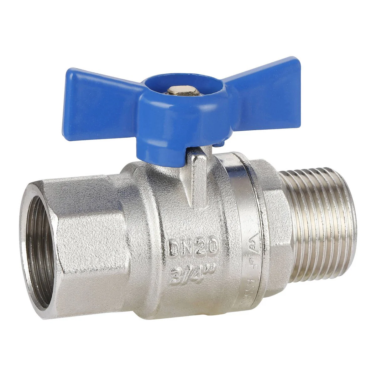 Enduraseal 20mm Male and Female Butterfly Handle Water Ball Valve - Lead-Free Brass - Corrosion Resistant