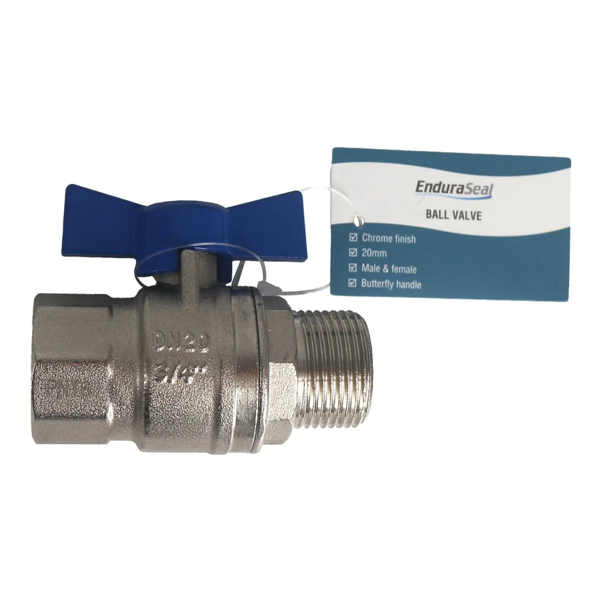 Enduraseal 20mm Male and Female Butterfly Handle Water Ball Valve - Lead-Free Brass - Corrosion Resistant - Image 2