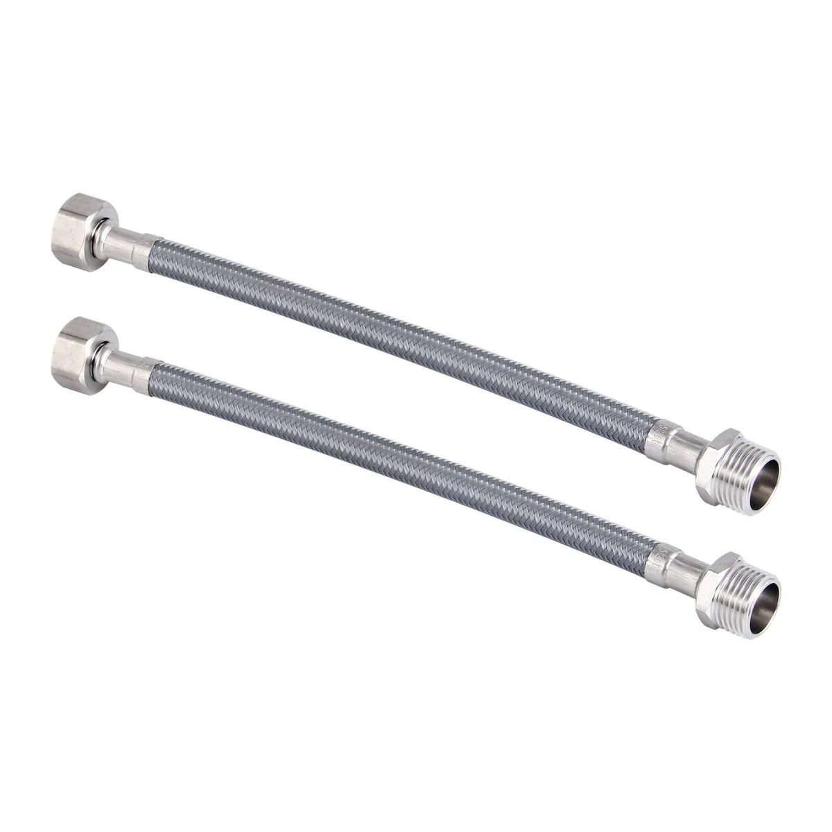 Enduraseal 250mm Silver Flexible Braided Extension Water Connector 2 Pack - Durable - Rust Resistant
